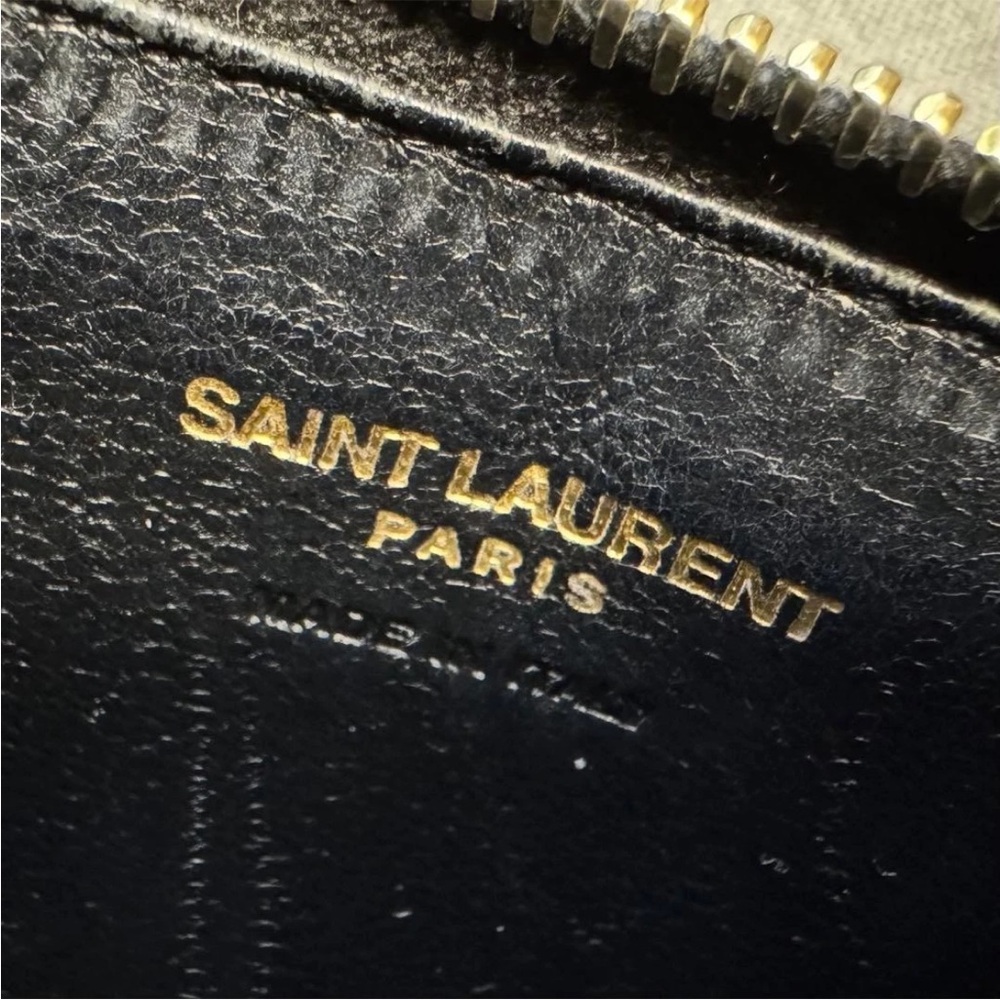 Saint Laurent Quilted Black Card Holder with Gold Logo - Picture 8 of 12
